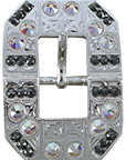 Bright Silver Jet & AB Crystal Conchos - Sizes from 1"- 3" and Buckles