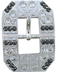Bright Silver Jet & Clear Crystal Conchos - Sizes from 1"- 3" and Buckles