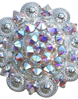 Bright Silver AB Crystal Conchos - Sizes from 1"- 3" and Buckles