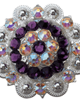 Bright Silver Purple & AB Crystal Conchos - Sizes from 1"- 3" and Buckles
