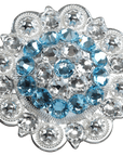 Bright Silver Aqua - Clear Crystal Conchos - Sizes from 1"- 3" and Buckles