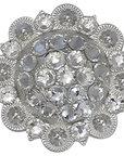 Bright Silver Clear Crystal Conchos - Sizes from 1"- 3" and Buckles