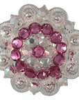 Bright Silver Pink & AB Crystal Conchos - Sizes from 1"- 3" and Buckles