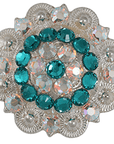 Bright Silver Teal & AB Crystal Conchos - Sizes from 1"- 3" and Buckles
