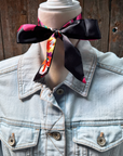 Black and Pink Western Skinny Mini Wild Rag Scarf / Cowgirl Necktie
