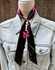 Black and Pink Western Skinny Mini Wild Rag Scarf / Cowgirl Necktie