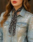 Black and White Western Skinny Mini Wild Rag Scarf / Cowgirl Necktie