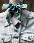 Blue and Green Western Skinny Mini Wild Rag Scarf / Cowgirl Necktie
