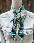 Blue and Green Western Skinny Mini Wild Rag Scarf / Cowgirl Necktie
