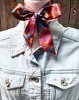 Blue and Rust Western Skinny Mini Wild Rag Scarf / Cowgirl Necktie