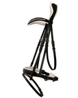 ExionPro Dressage Anti-Pressure Raised Comfort White Padded Clear Bling Bridle