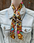 Brown and Yellow Western Skinny Mini Wild Rag Scarf / Cowgirl Necktie