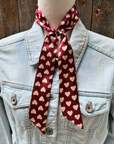 Burgundy and Cream Western Skinny Mini Wild Rag Scarf / Cowgirl Necktie