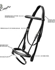 ExionPro Twin Designer Fancy Stitched English Snaffle Bridle with Reins