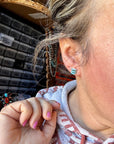 Zuni-Made Kingman Turquoise Square Stud Earrings by Davis Kaamasee – Sterling Silver