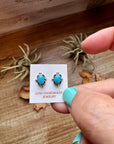 Zuni Mini Stud Earrings – Kingman Turquoise & Sterling Silver