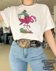 Cowgirl Flamingo Tee or Crewneck