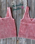 Rust Ribbed Crop Tank with Reversible Neckline