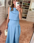 MASON by MASON'S DAUGHTER | Sloane Top, Hydrangea Blue Silk Moire