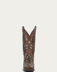 C3275 - WOMEN'S ORIX GLITTERED INLAY AND STUDS BROWN SQUARE TOE COWBOY BOOT