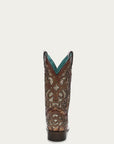 C3275 - WOMEN'S ORIX GLITTERED INLAY AND STUDS BROWN SQUARE TOE COWBOY BOOT