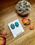 Stud Oval Turquoise Earrings& Sterling Silver