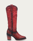 C4224 - WOMEN'S COWHIDE AND PYTHON EMBROIDERY TALL TOP NARROW SQUARE TOE COWBOY BOOT