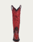 C4224 - WOMEN'S COWHIDE AND PYTHON EMBROIDERY TALL TOP NARROW SQUARE TOE COWBOY BOOT