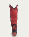 C4224 - WOMEN'S COWHIDE AND PYTHON EMBROIDERY TALL TOP NARROW SQUARE TOE COWBOY BOOT
