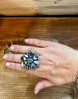Cluster ring - size 8.5 - White Buffalo Ring - sterling silver
