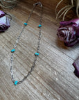 Sleeping Beauty Turquoise Necklace – Silver-Plated Paperclip Chain – Handmade by The Bijoux FAB – 15"