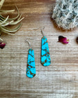 Turquoise block white tear drop earrings