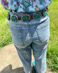 Turquoise Concho Belt – Sterling Silver – Native Made DM – One of a Kind