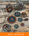 Copper Capri - Fire Opal - Teal - Crystal Conchos Sizes from 1"-3" and Buckles