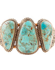 Trio Blue Turquoise Golden Cuff Bracelet