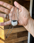 Round Bar Necklace - White Buffalo & Sterling Silver
