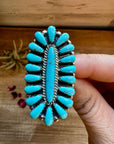 Cluster Ring - size 6 - kingman turquoise and sterling silver