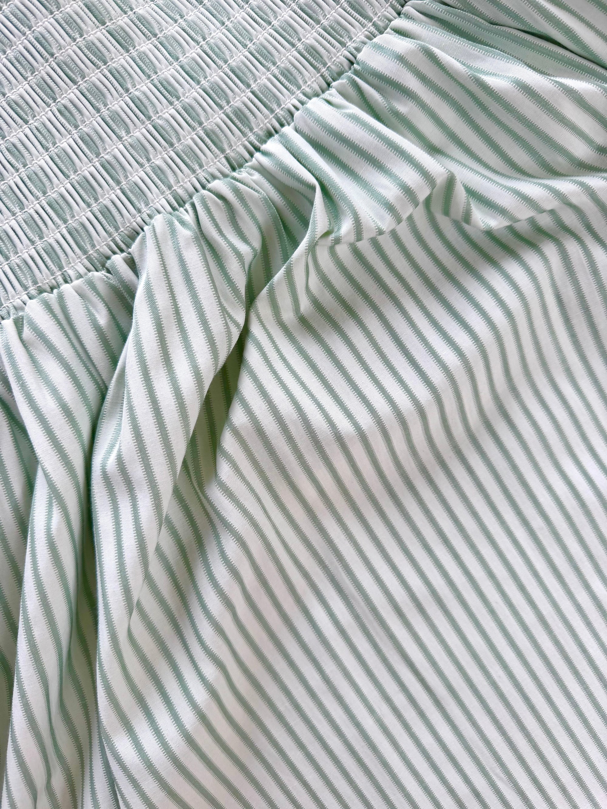 MASON'S DAUGHTER | Nora Dress, Green/Green Striped Poplin