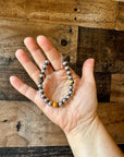 8 mm Sterling Silver Pearls bracelet with bumblebee jasper beads