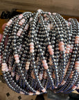 4 mm Sterling Silver Pearls choker with pink conch