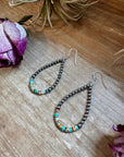 Green & Orange Heishi Earrings – Sterling Silver Pearls