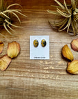 Oval Bumblebee Jasper Stud Earrings – Sterling Silver, Native Made by K.S., USA
