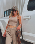 The Horsebit Tank in Taupe