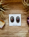 Red Stud Earrings Concho earrings – Sterling Silver