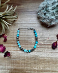 6 mm sterling silver pearls bracelet with blue opal