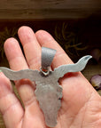 Longhorn Pendant with Gold Accent – Sterling Silver – Native Made by Leroy James