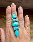 Big Ring- adjustable- Sonoran turquoise ring & sterling silver