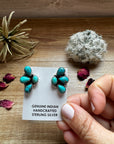 Kingman Turquoise Stud Earrings – Sterling Silver – Navajo Made by Marcella James