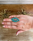 Turquoise Ring – Kingman Turquoise – Sterling Silver – Size 8 – TB Stamp by Tamara Benally, Navajo Artist