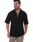 S/s Men's Lace Up Front Shirt - CM8S